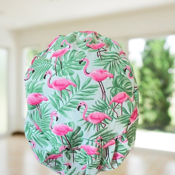Green Flamingo~ PREMIUM Euro Scrub Cap~ Unisex Nurse Cap, CNA,MD,PA,Vet,Gift. - Picture 3 of 4